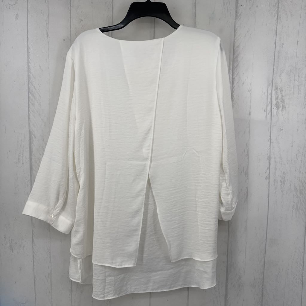 L v-neck layered hem 3/4 slv top