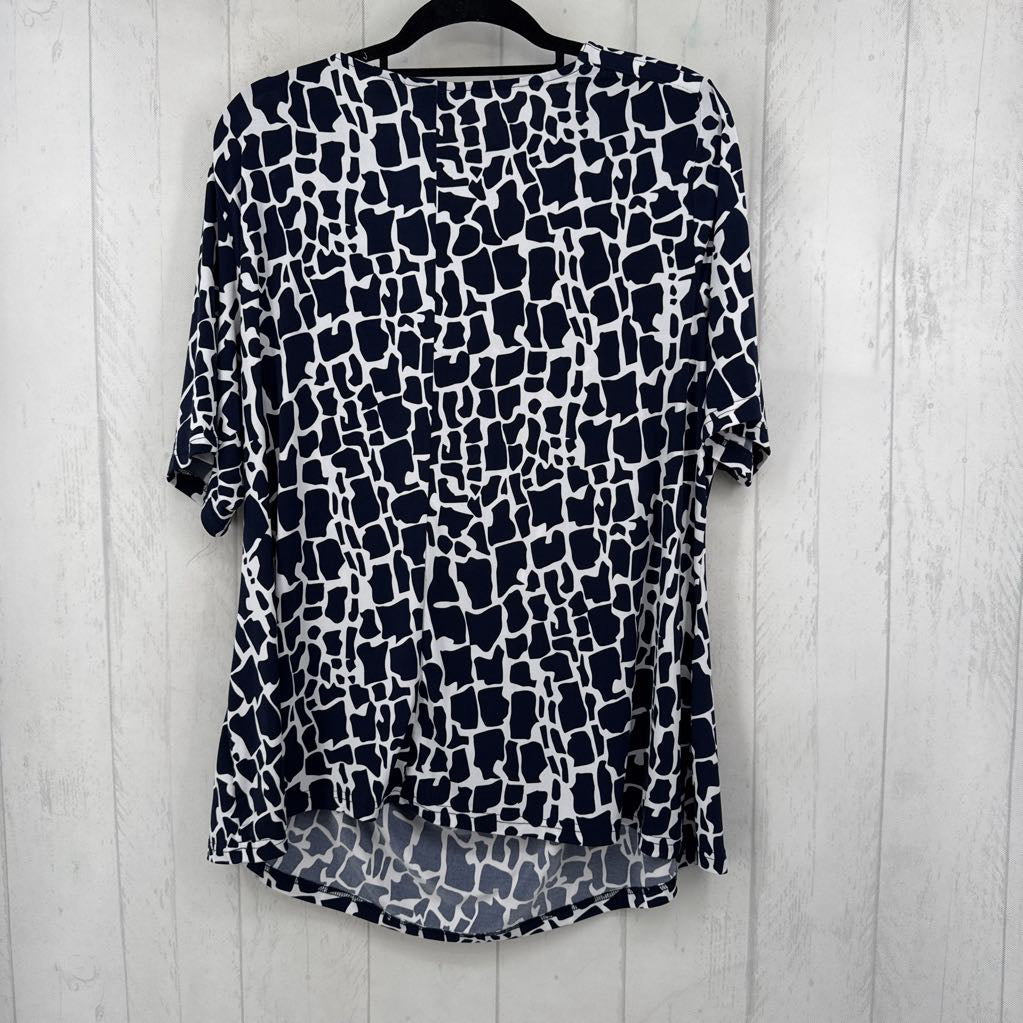 2X printed cowl neck s/s top