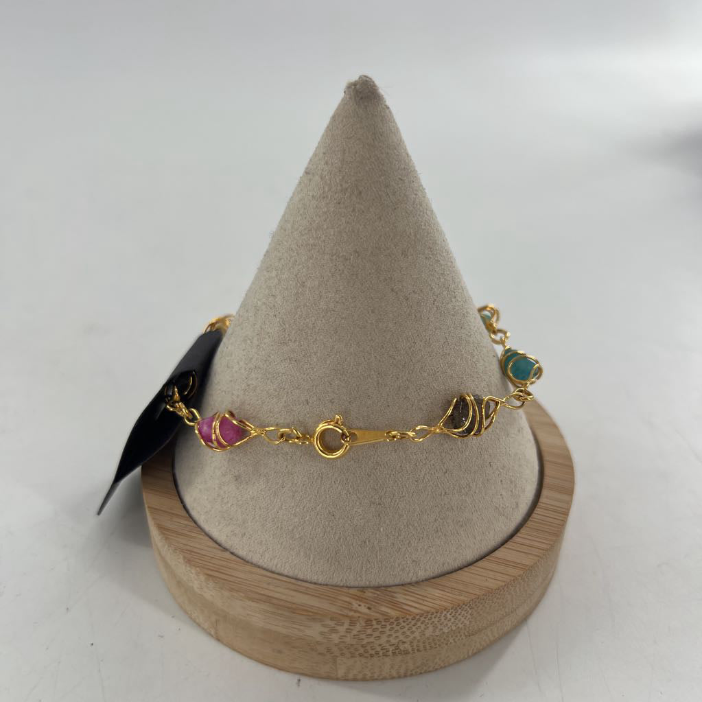 gold tone colorful stone bracelet