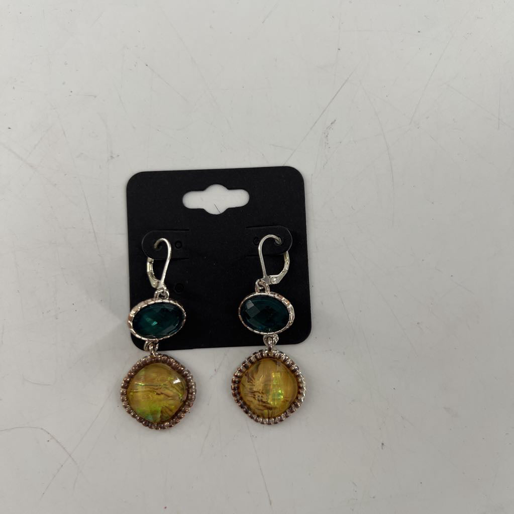 green & brown stone earrings
