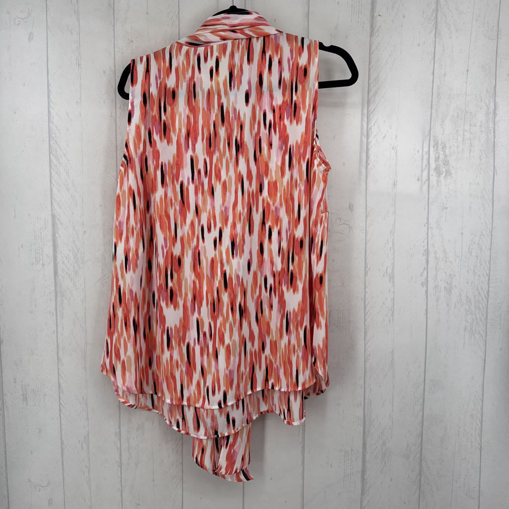 1X printed split neck tie front tank