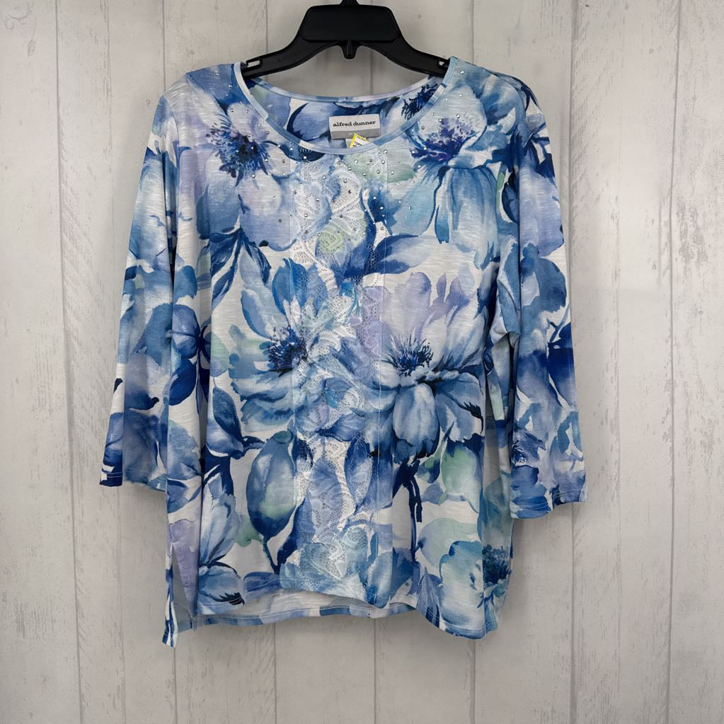 XLp embelished flo print 3/4 slv top