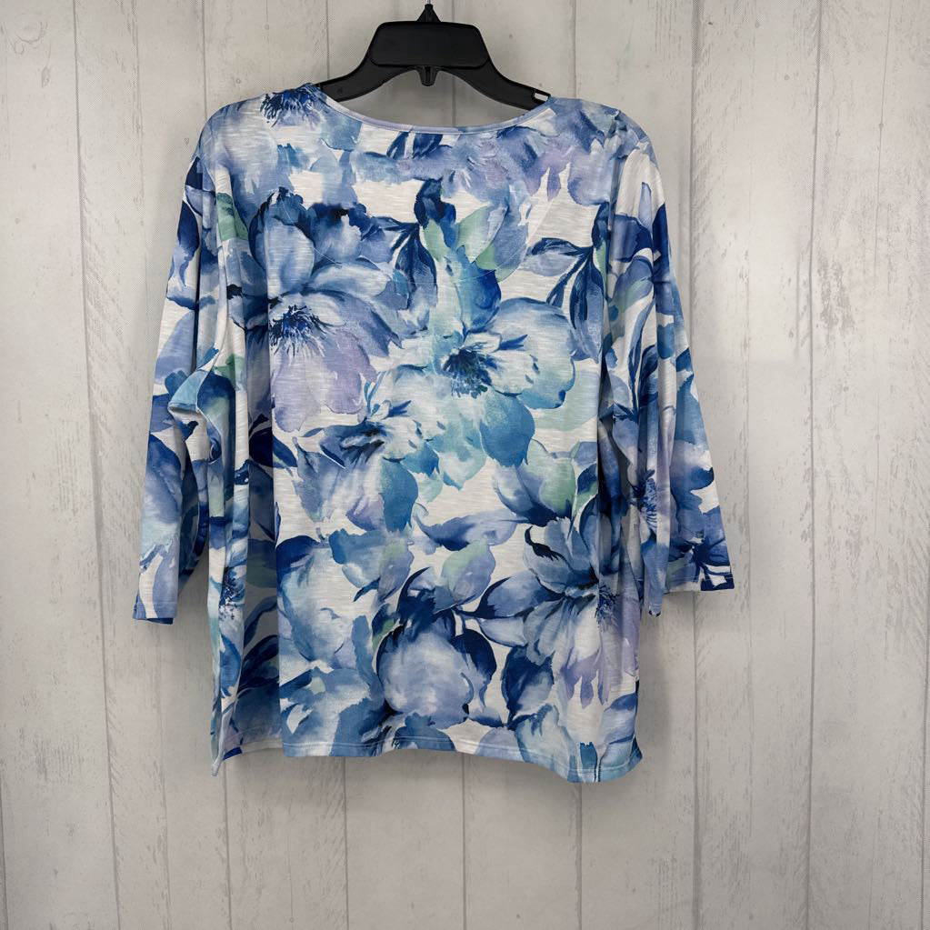 XLp embelished flo print 3/4 slv top