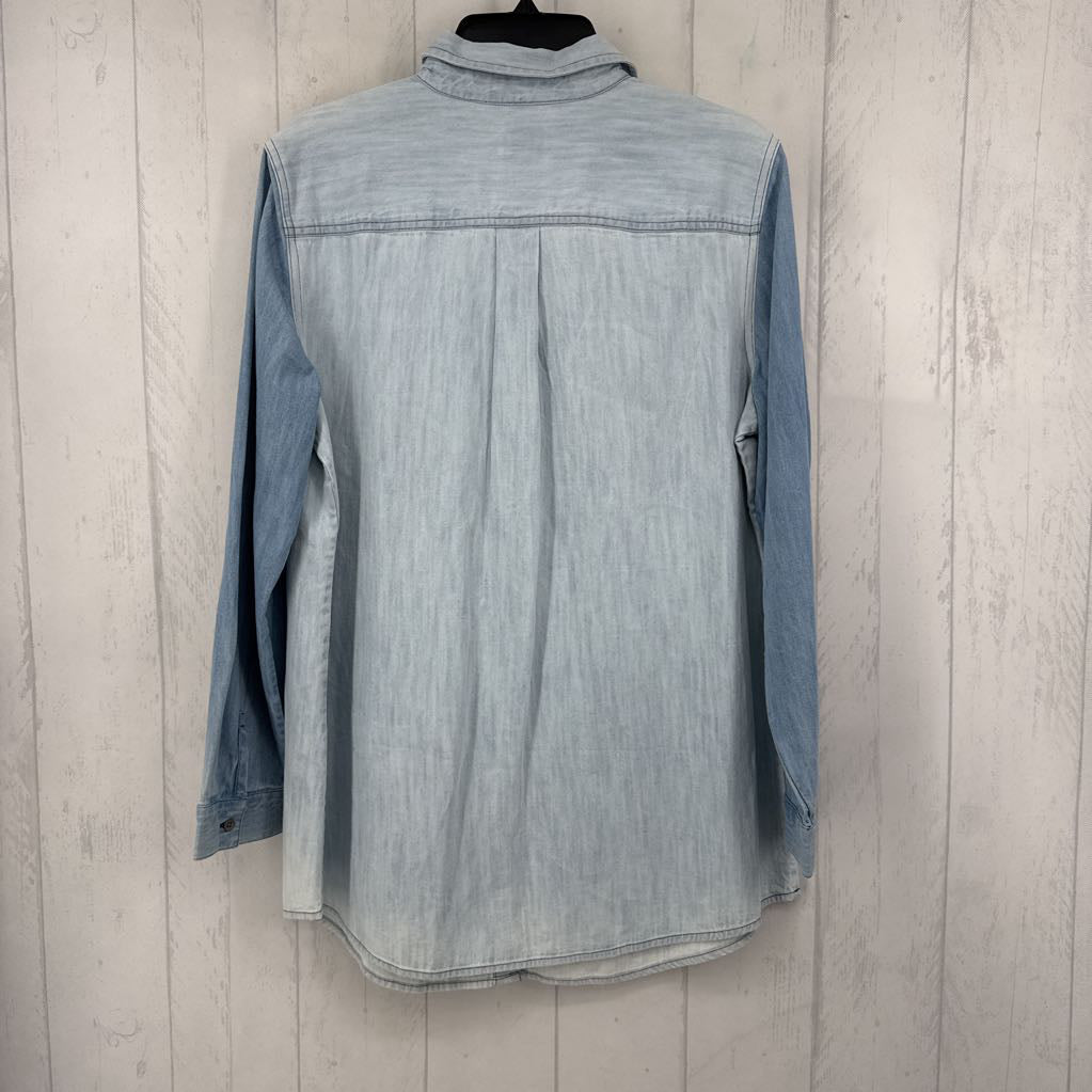L denim button down l/s top