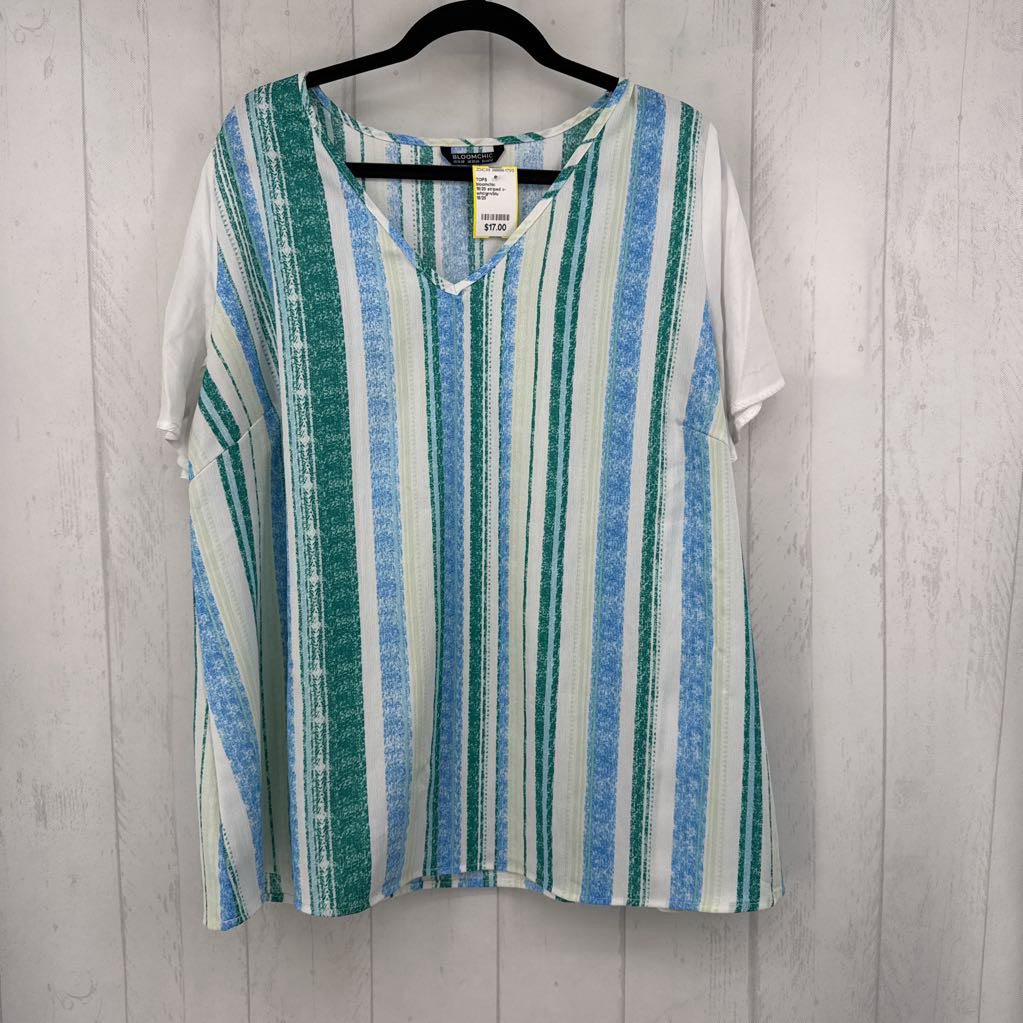 18/20 striped v-neck s/s top