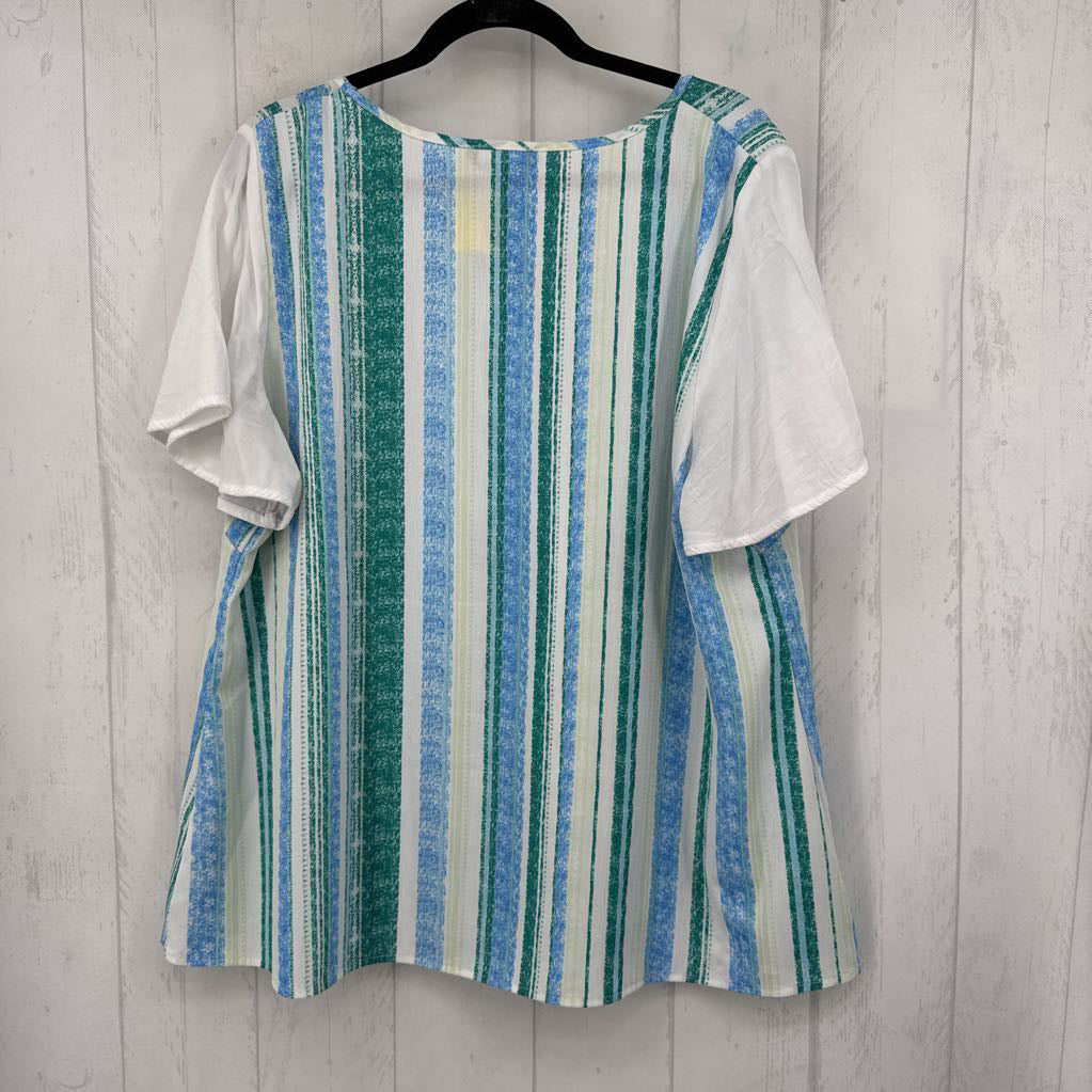 18/20 striped v-neck s/s top