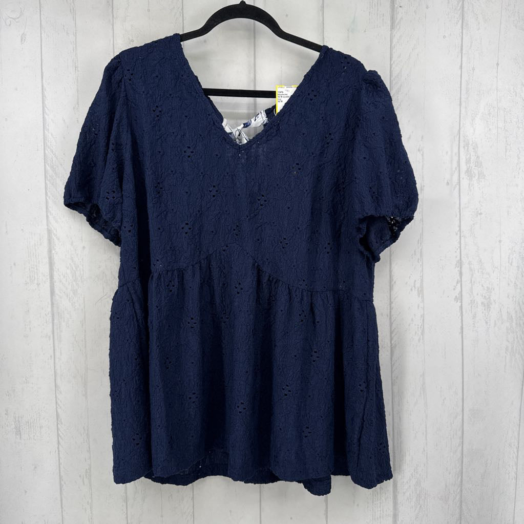 14/16 eyelet bow back s/s top