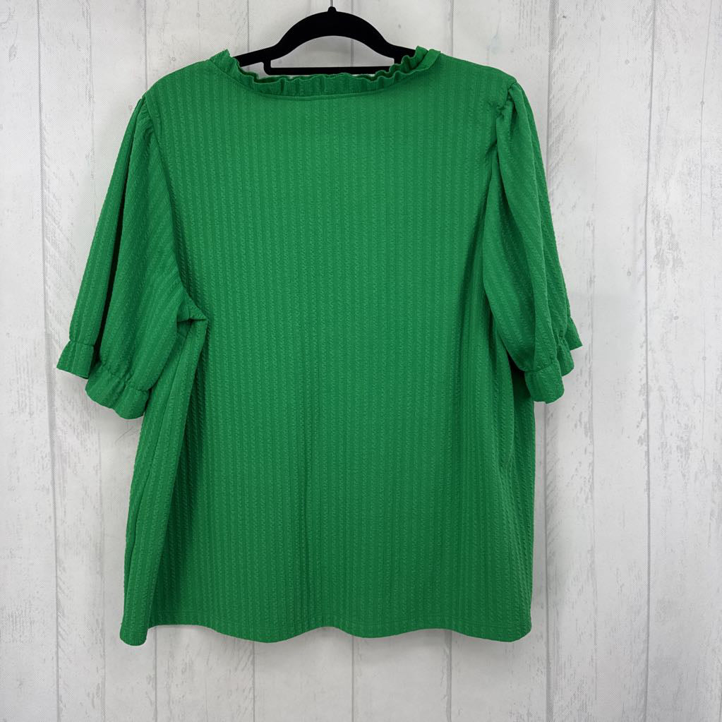 18/20 textured v-neck s/s top