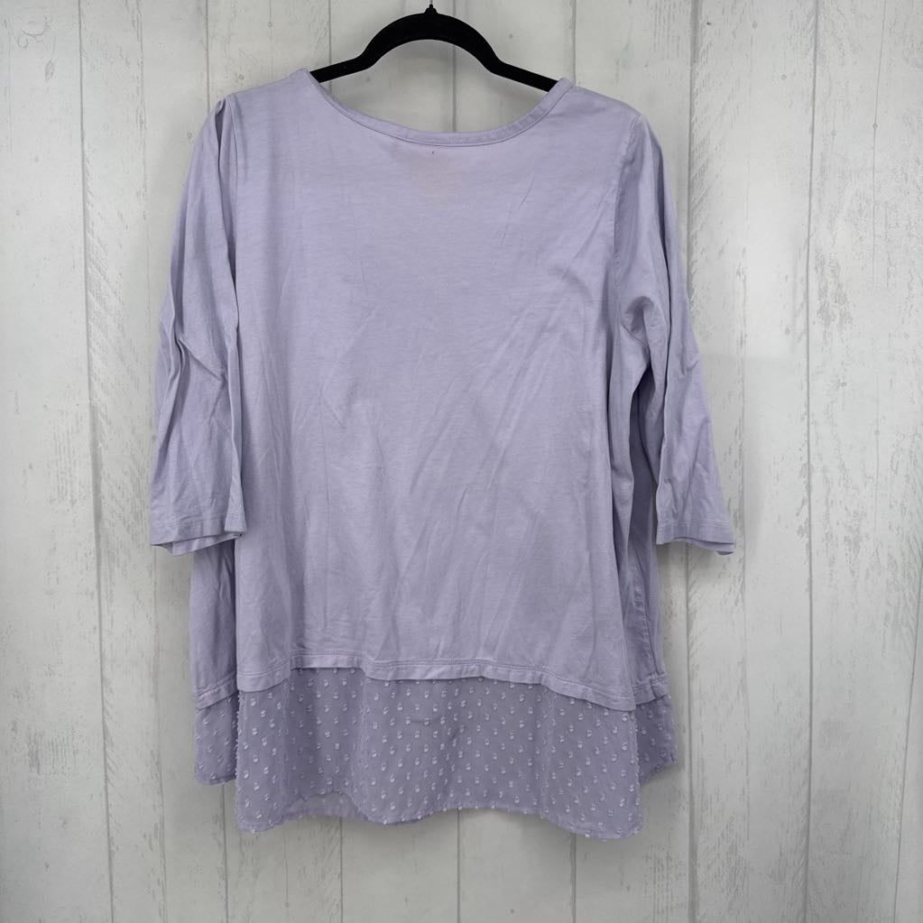 2X v-neck layered hem 3/4 slv tee