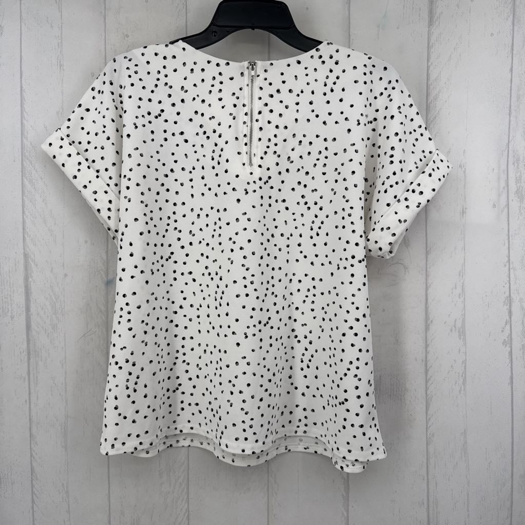 M animal print back zipper s/s top