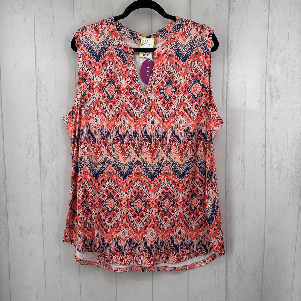 2XL printed split neck tank