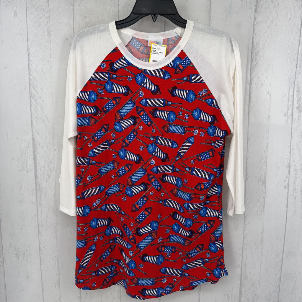 L patriotic 3/4 slv tee