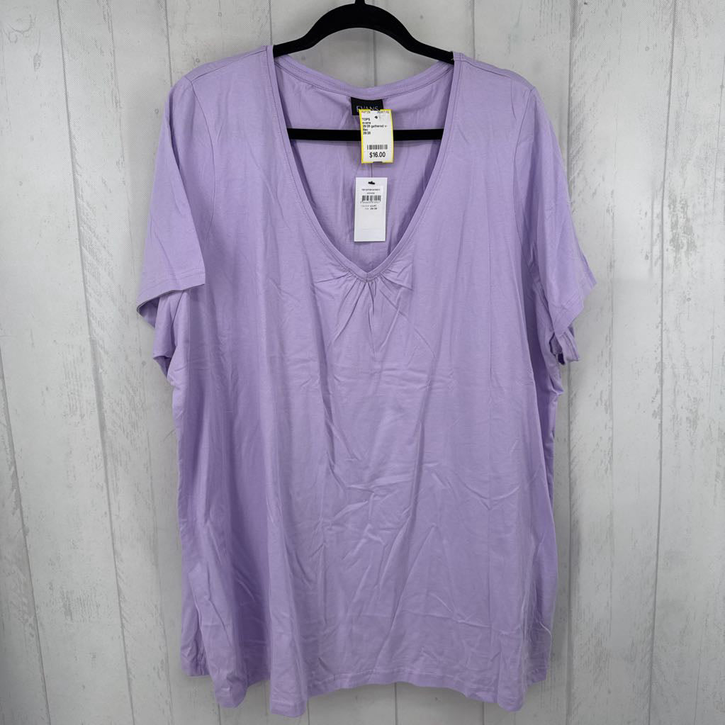 26/28 gathered v-neck s/s tee