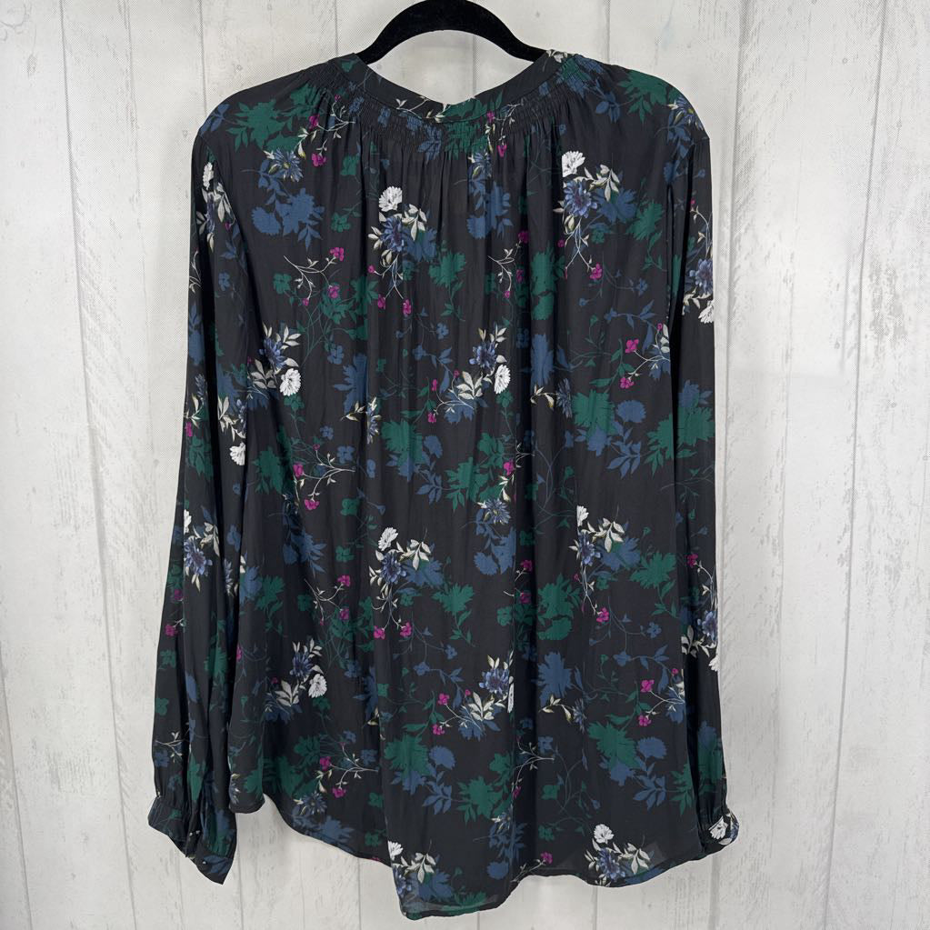 3X flo print tie front l/s top