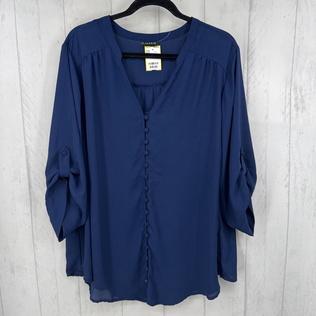 3X button down tab slv top