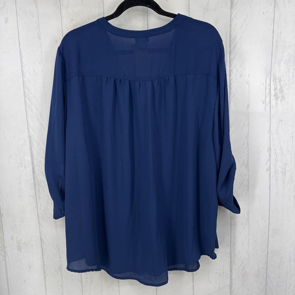 3X button down tab slv top
