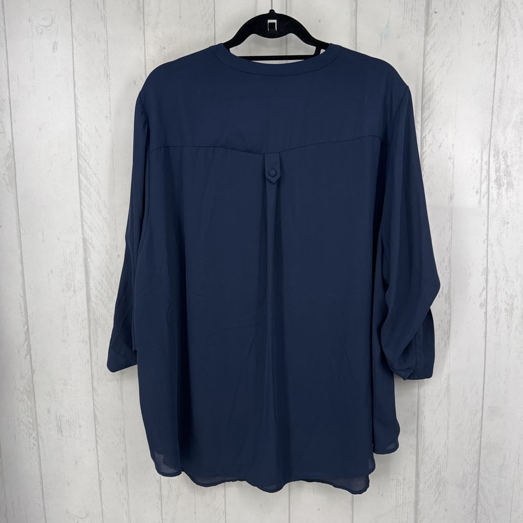 3X v-neck tab slv top