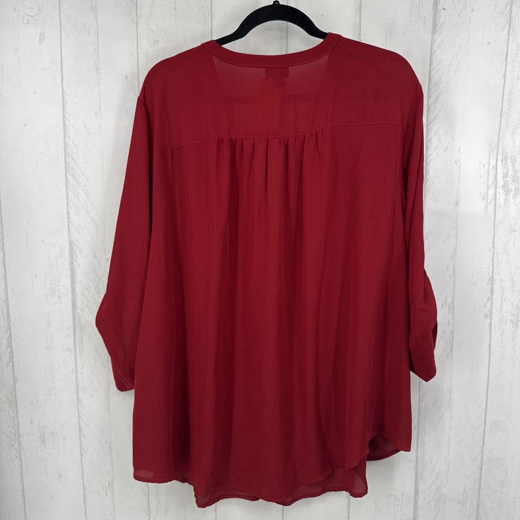 3X button down tab slv top