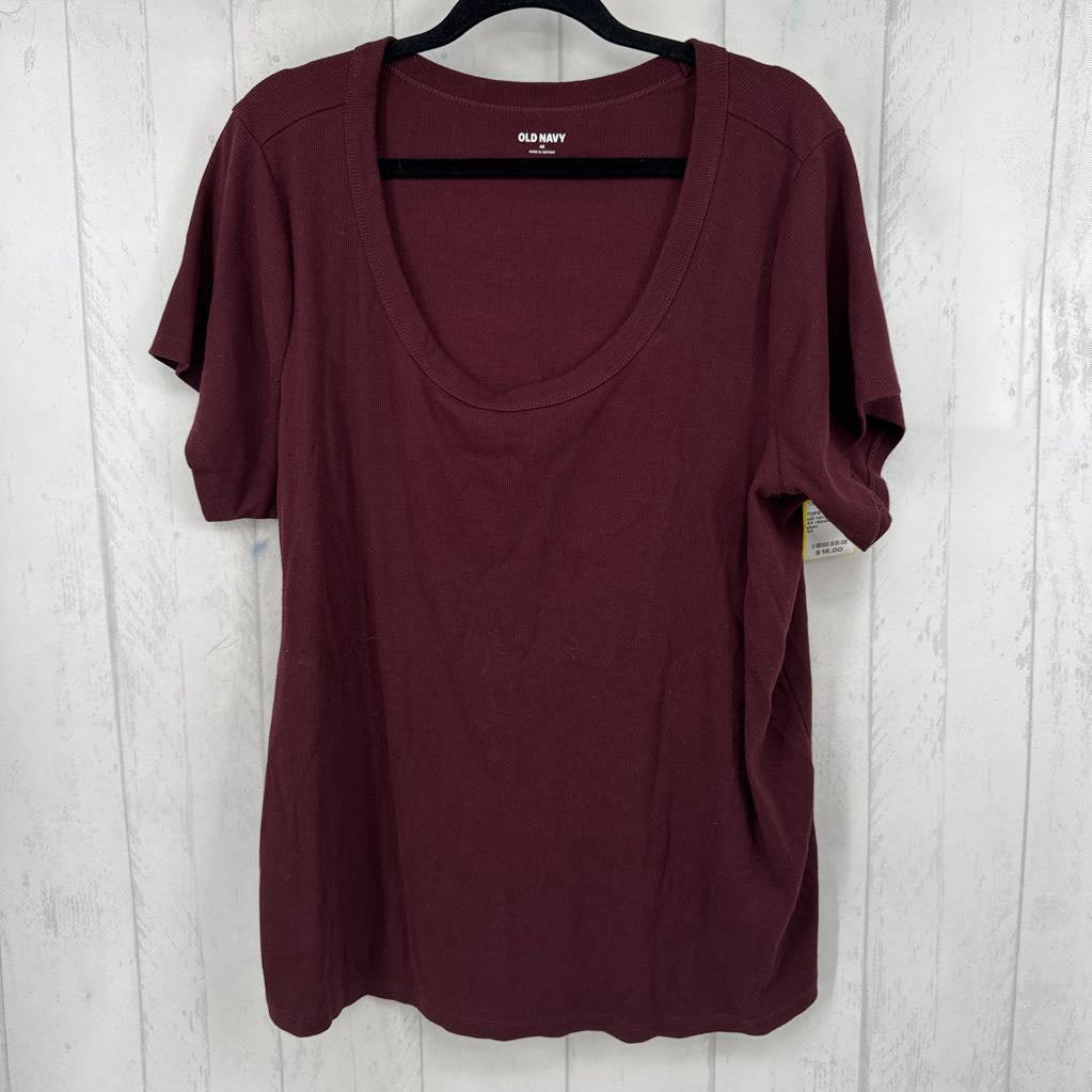 4X ribbed scoop neck s/s top