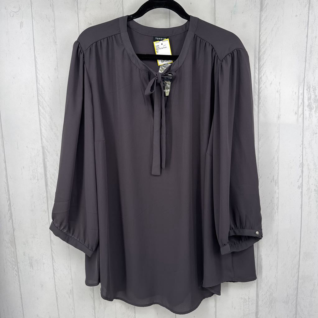 R45 3X tie-front 3/4 slv top