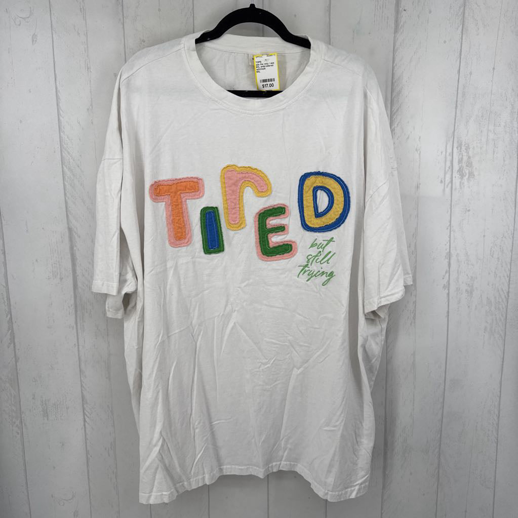 6XL embroidered s/s tee-tired