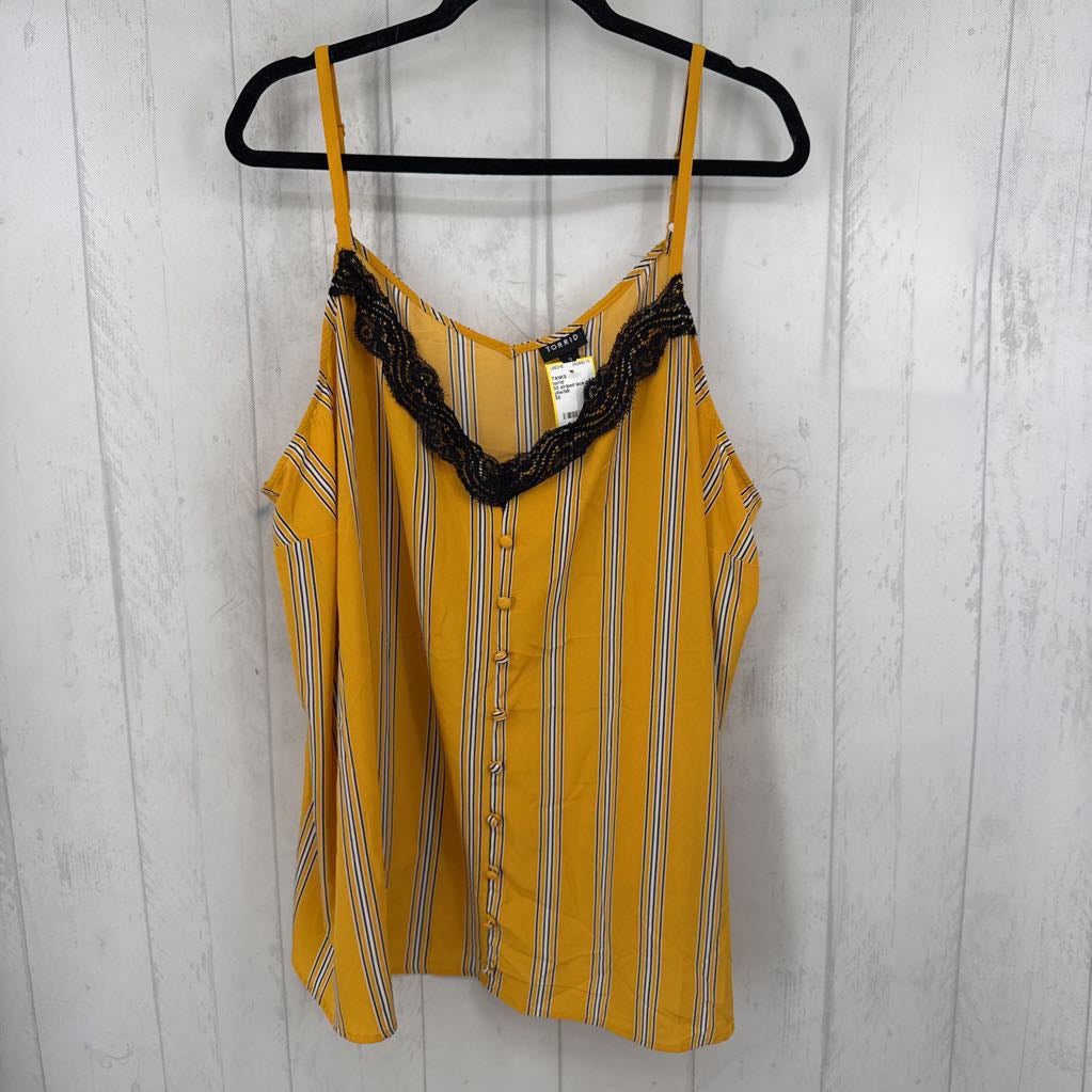 3X striped lace trim tank