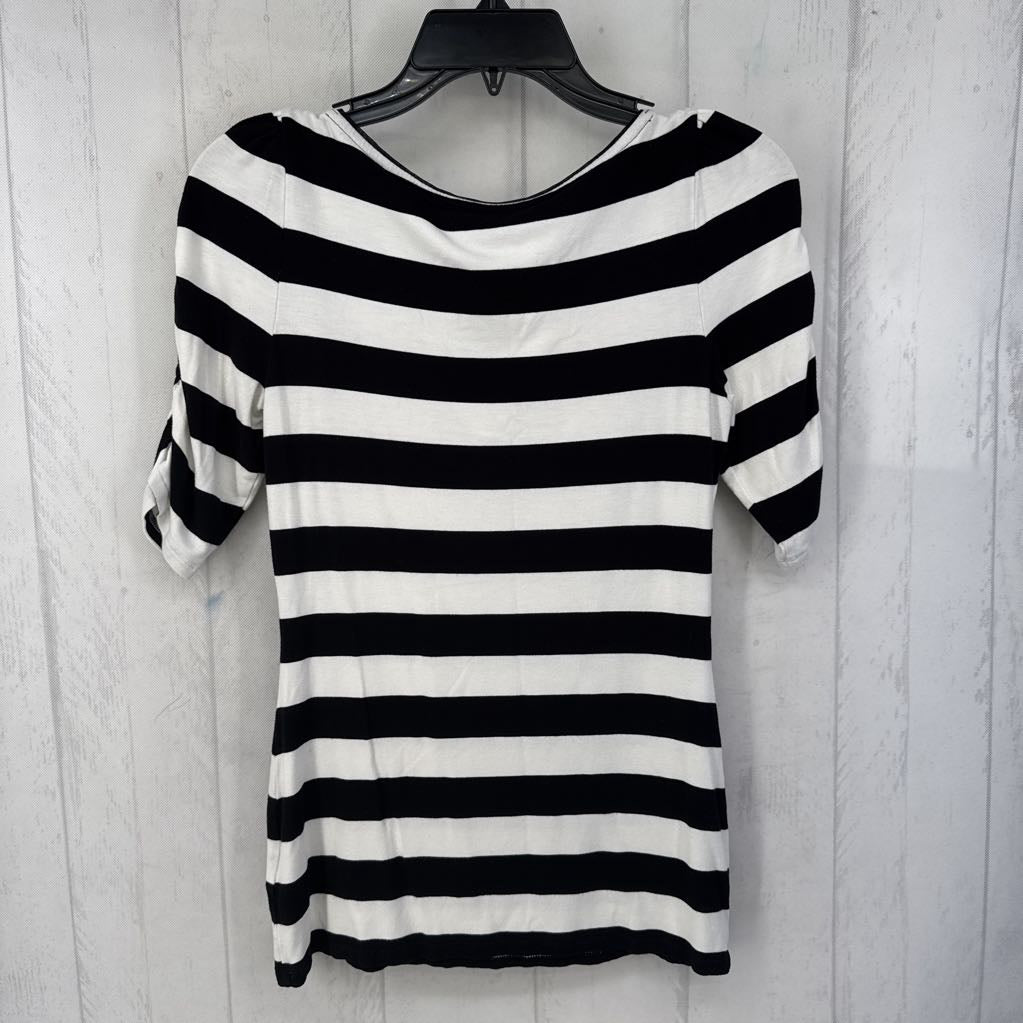 XS striped notch neck s/s top