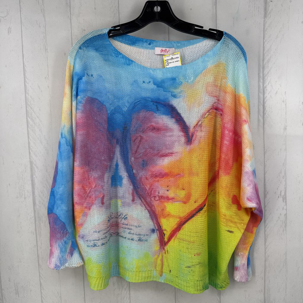 L dolman slv ombre heart sweater