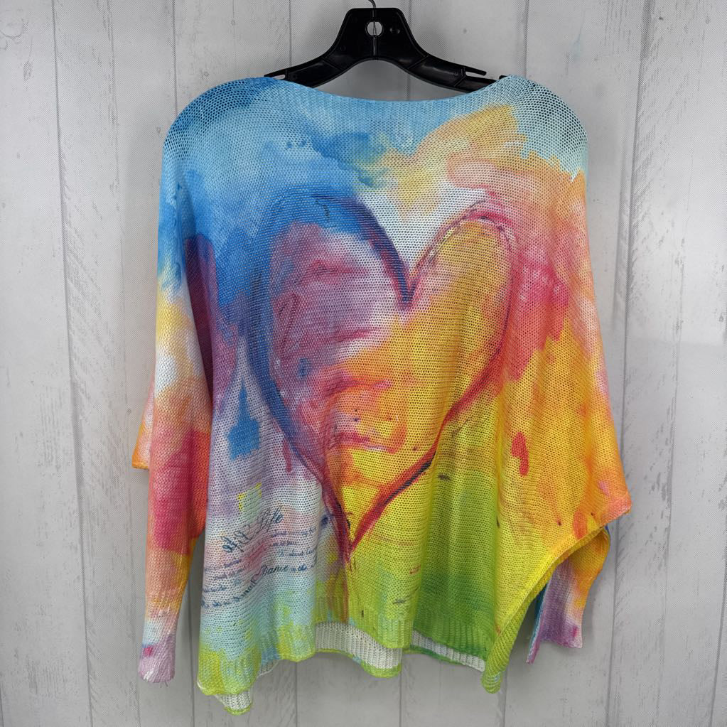 L dolman slv ombre heart sweater