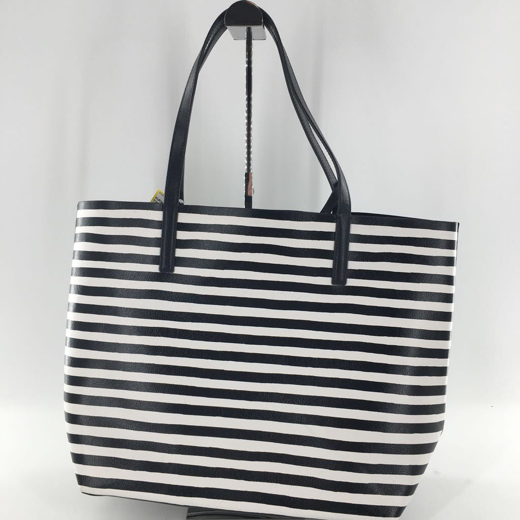 2pc striped tote w/ pouch