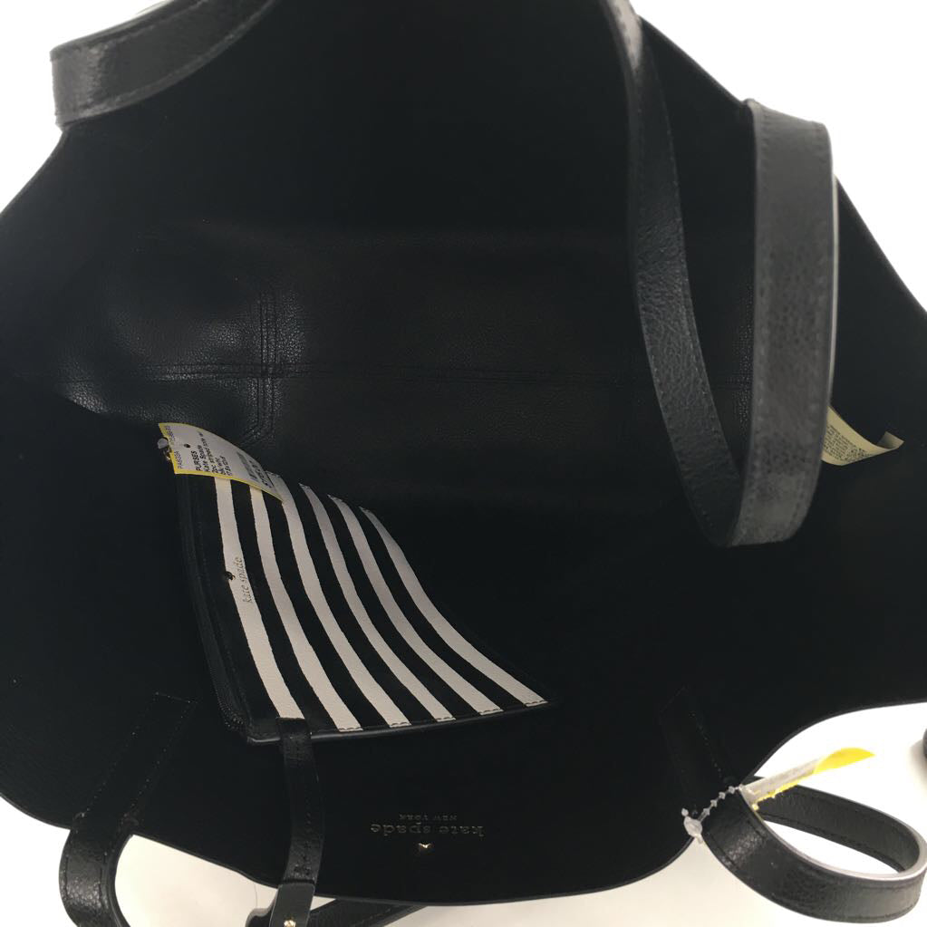 2pc striped tote w/ pouch
