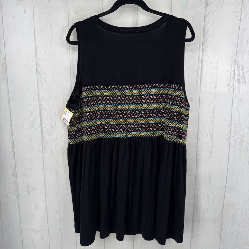 4X embroidered slvls babydoll tank
