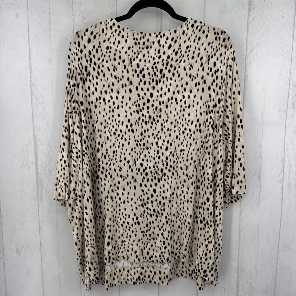 3X animal print 3/4 slv top