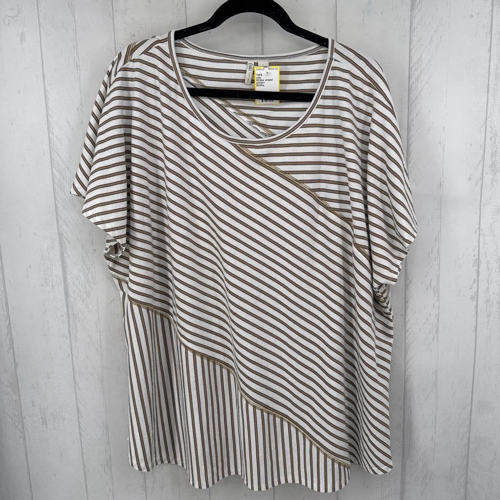22/24w striped round neck s/s top