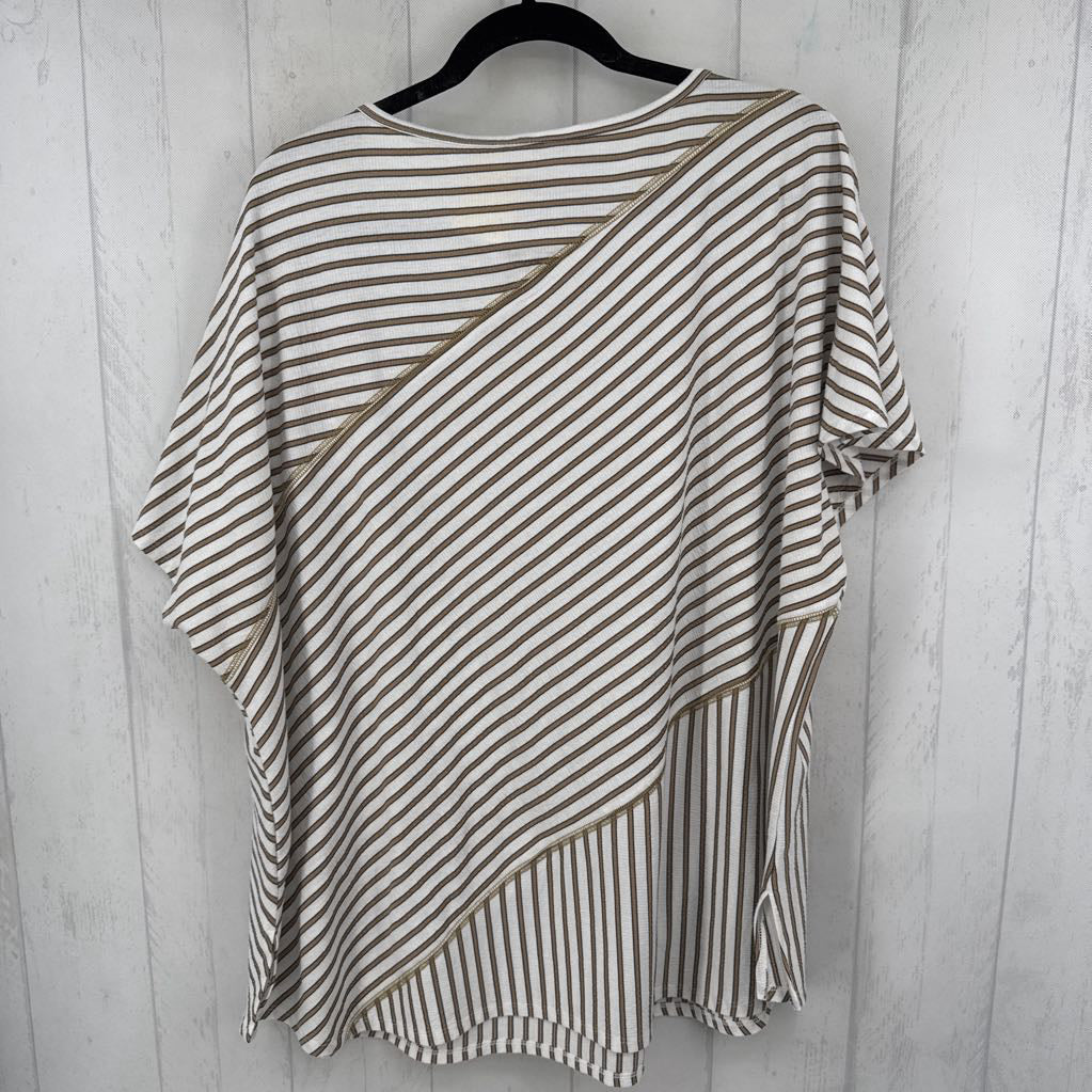 22/24w striped round neck s/s top