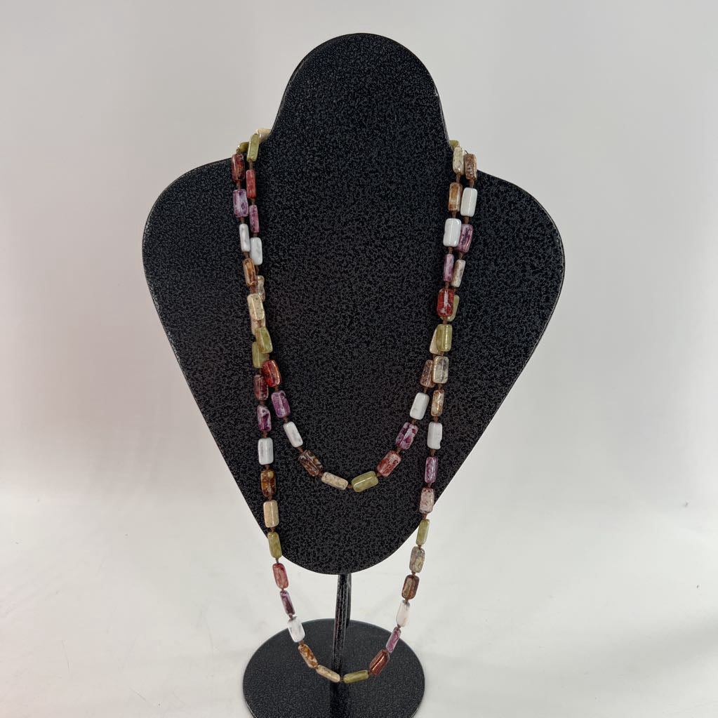24" colorful stone layering necklace