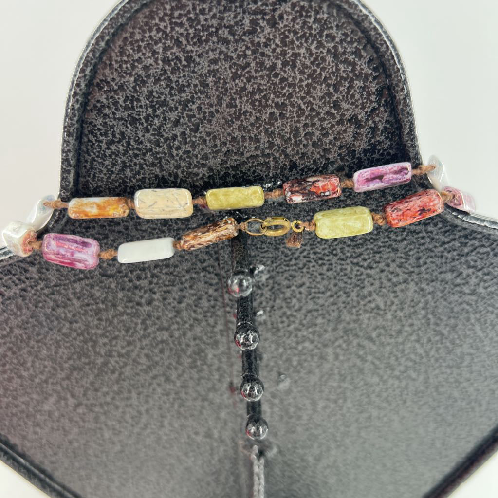 24" colorful stone layering necklace