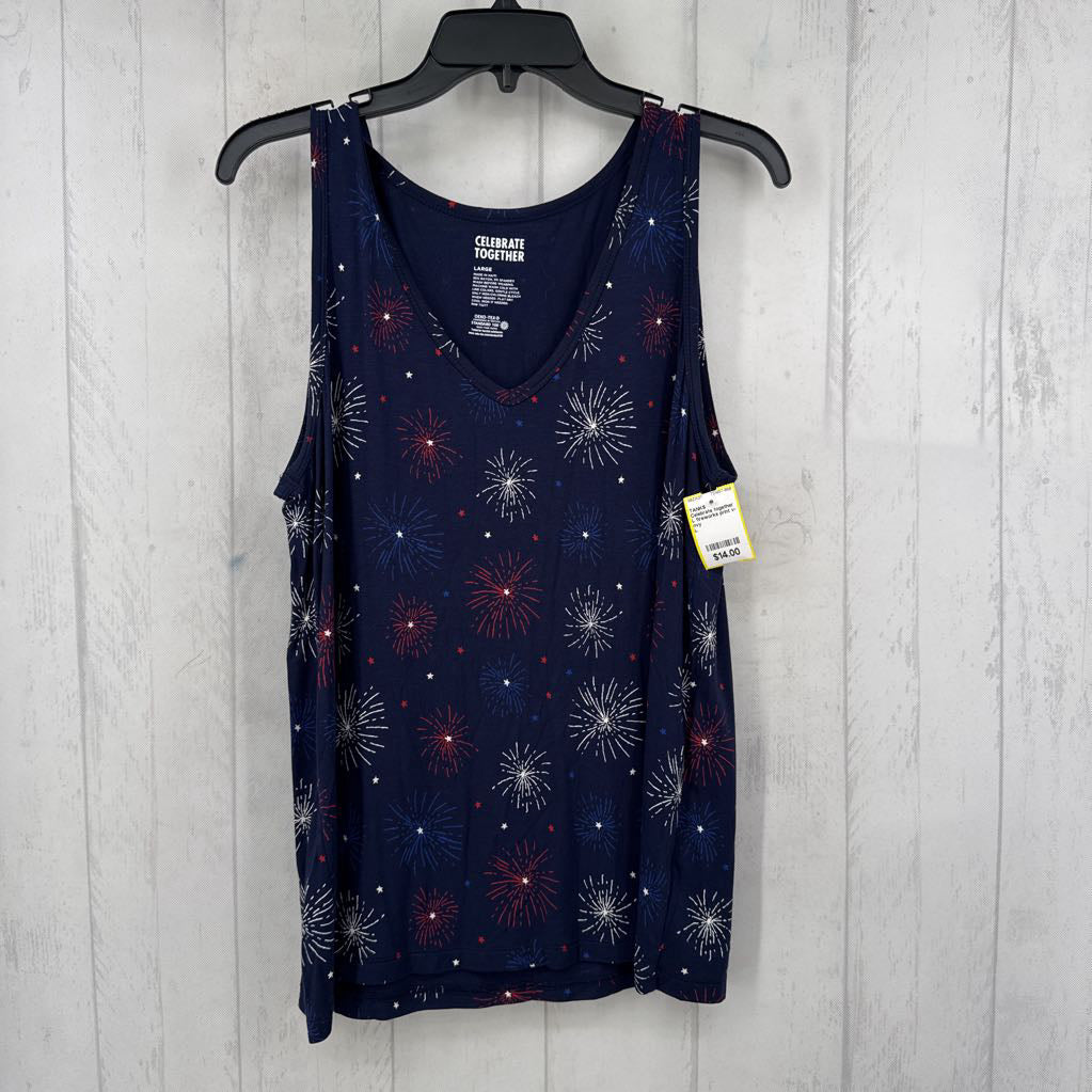 L fireworks print v-neck tank