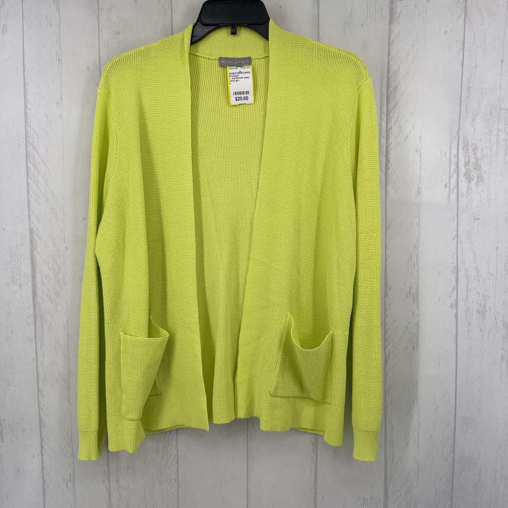 L waffle-knit open front cardi