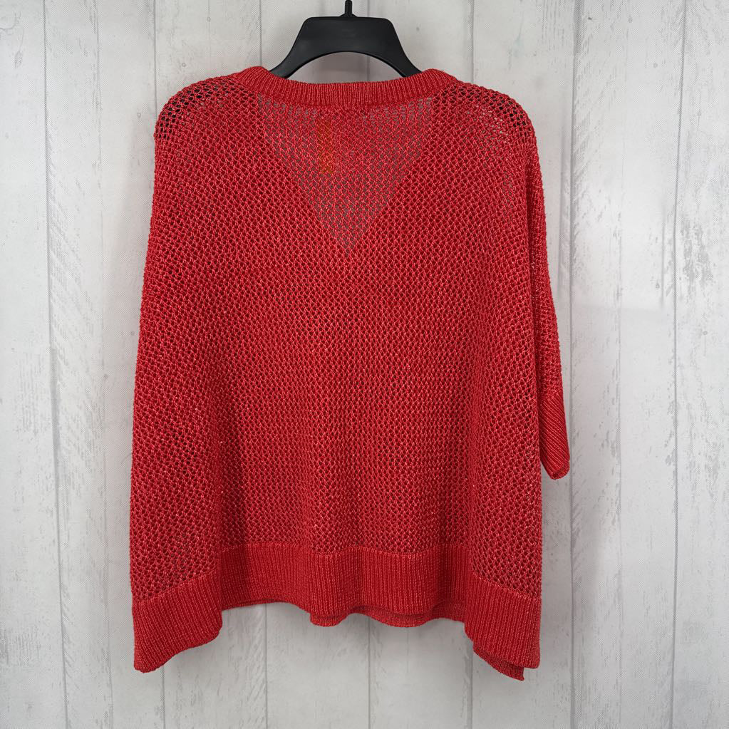 S/M crochet split neck pullover s/s