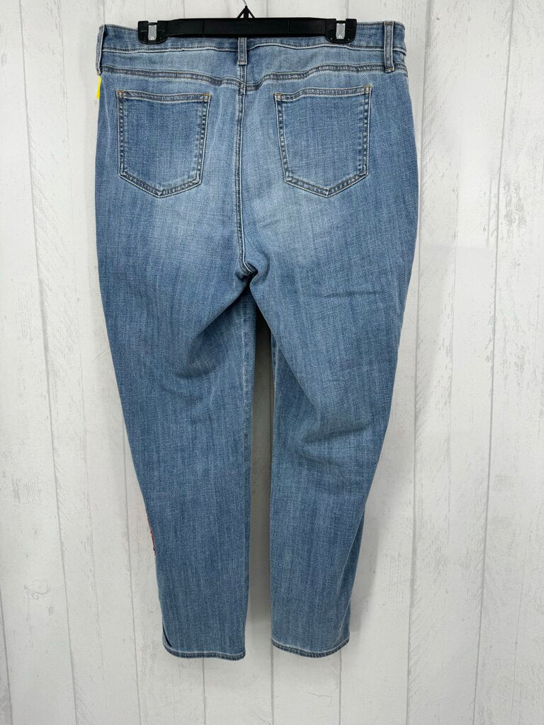 14 flo embroidered slim leg jean