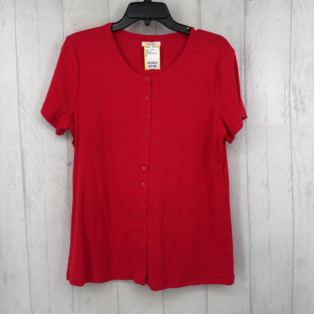 XL ribbed button down s/s top