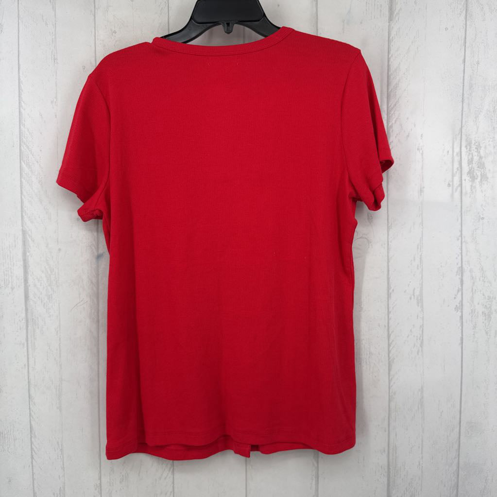 XL ribbed button down s/s top