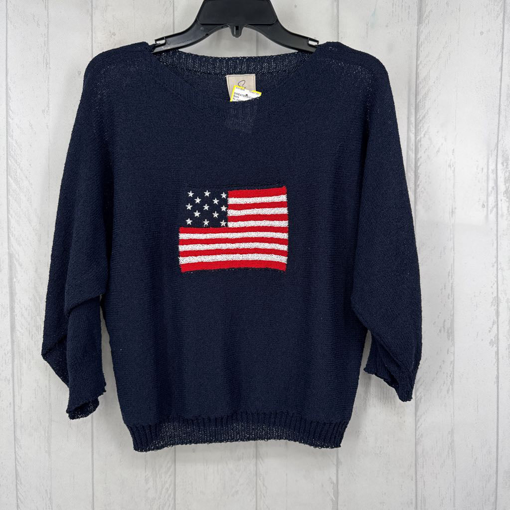 XL patriotic dolman slv sweater-flag