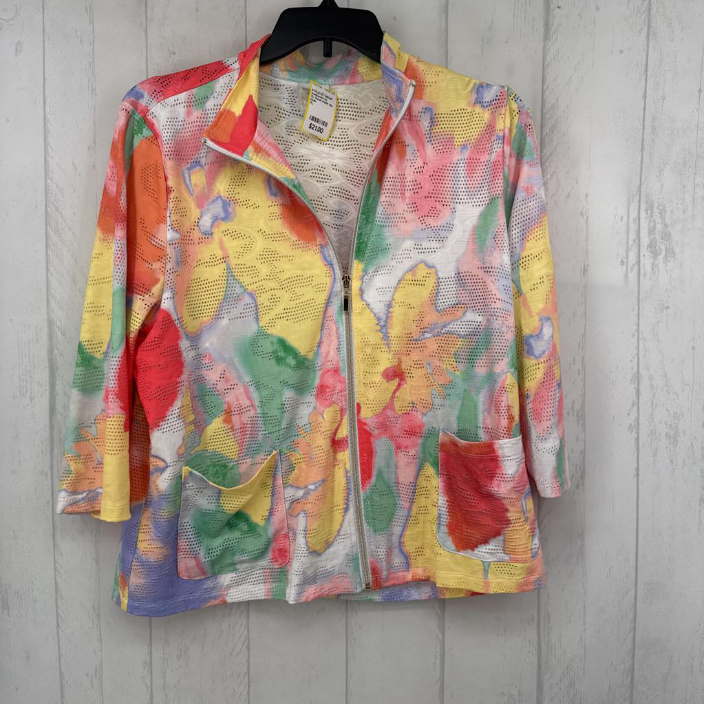 XL floral mesh zip-up jacket