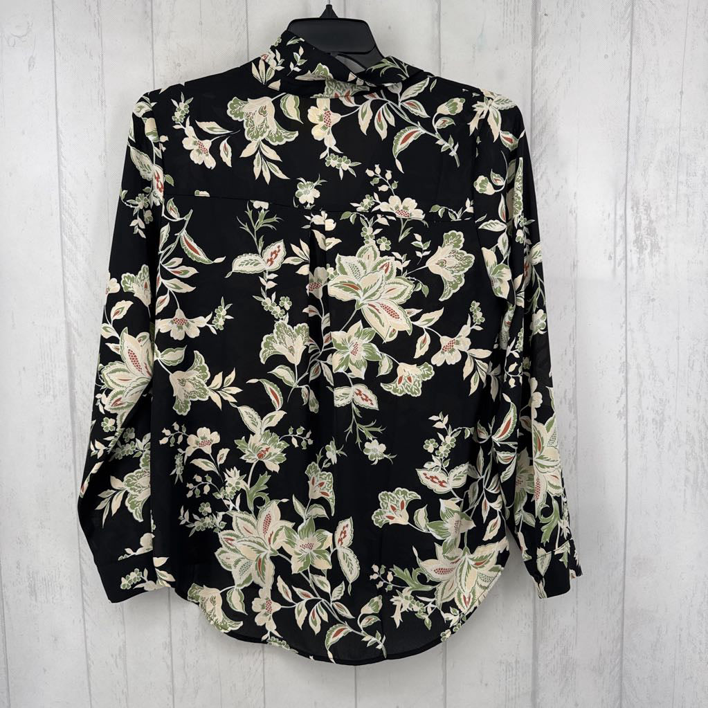 L flo print v-neck l/s top
