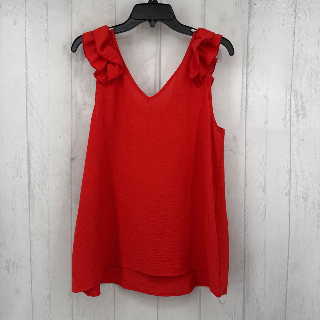 L ruffled strap v-neck tank