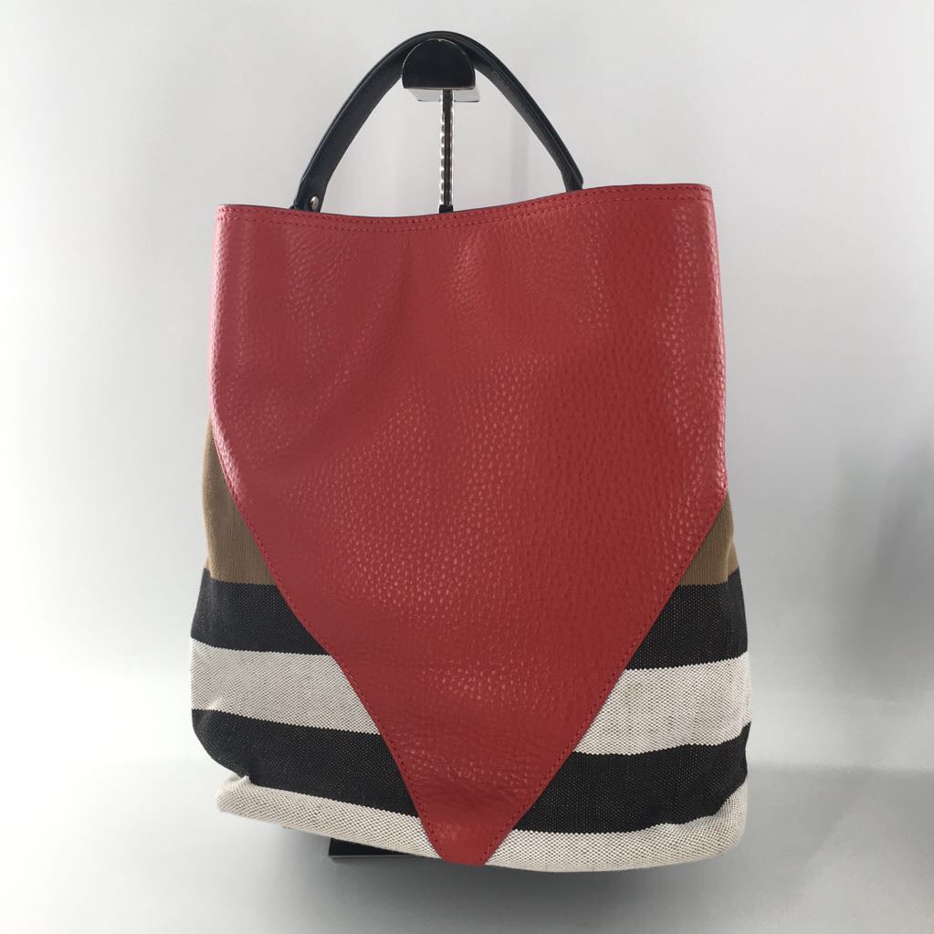 leather panel stripe bucke bag