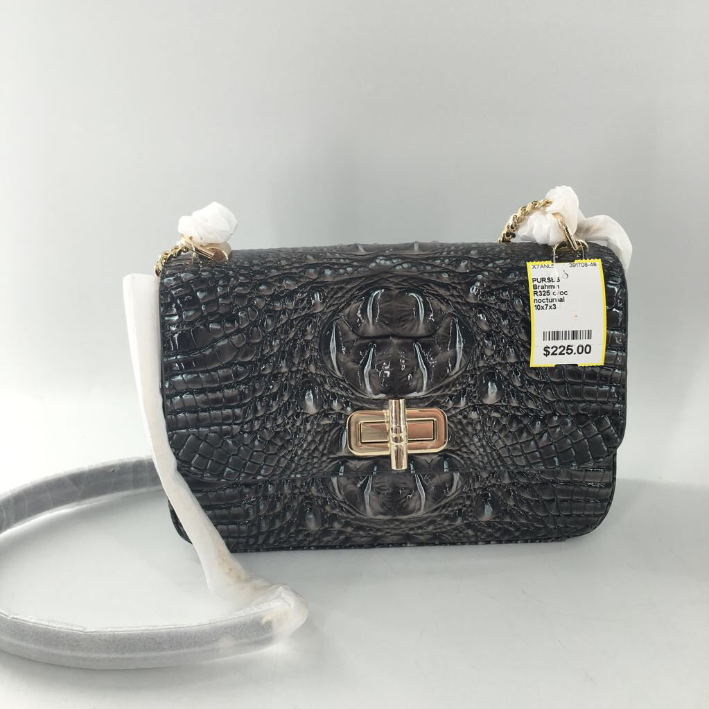 R325 croc embossed flap turn lock crossbody