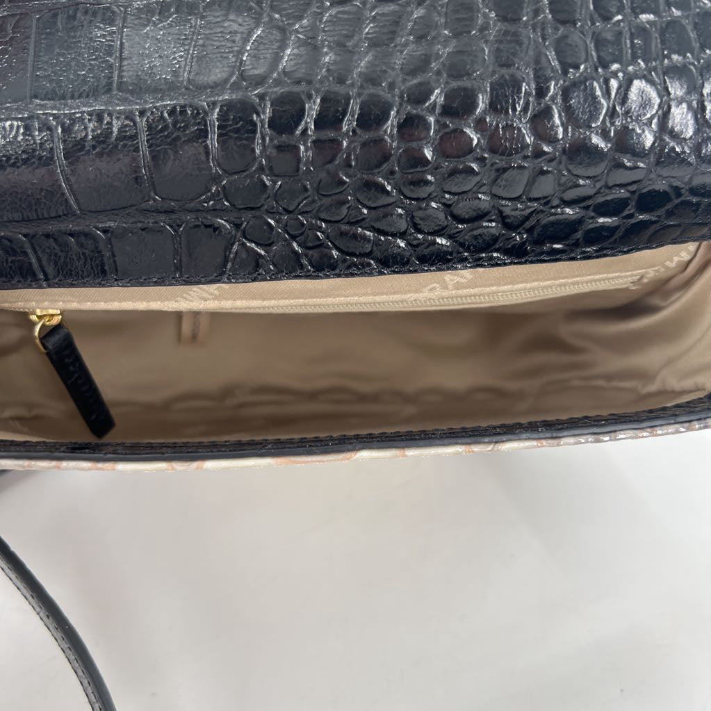 R265 croc embossed flap crossbody